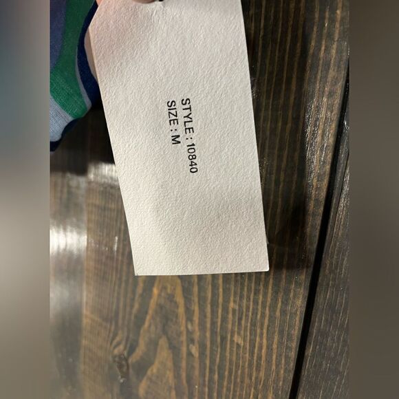 Retro Abstract Print Cropped Swim‎ Tank Blue Green White Summer Beach Pool A40 - Picture 5 of 8